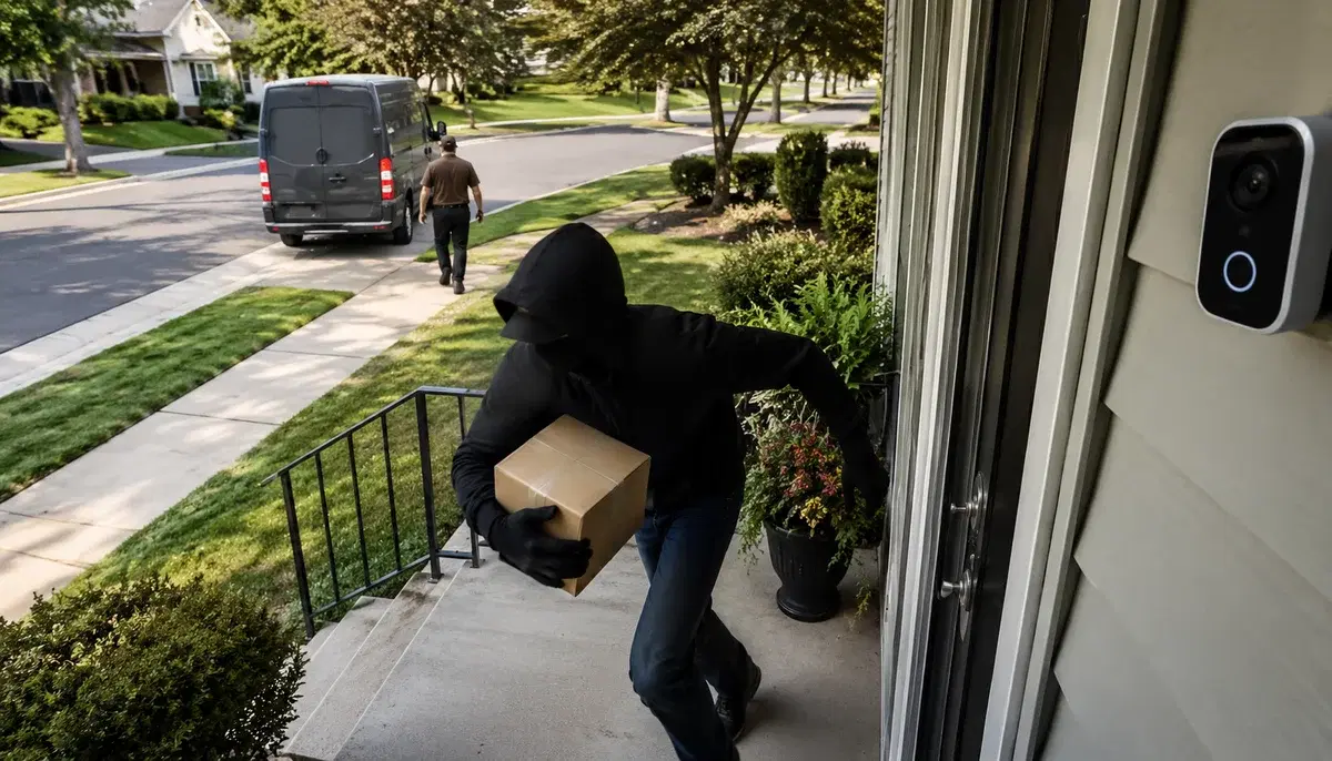 Brazen Porch Pirate Steals Package Instantly After FedEx Drop-Off